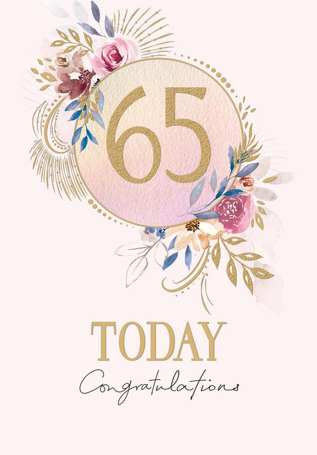 6pk Cards ED C75 Age 65 Fem Floral Circle - Tiger Feet Ireland