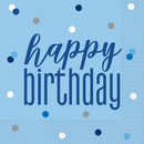 16ct Luncheon Napkins Glitz Blue Happy Birthday - Tiger Feet Ireland