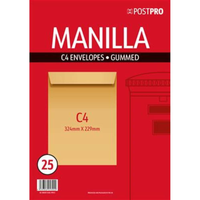 25pk Envelopes C4 229x334mm Manilla Gummed - Tiger Feet Ireland