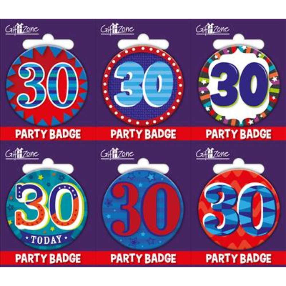 6pk Small Badges Birthday Age 30 - Tiger Feet Ireland