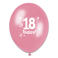 6 x 8pk Latex Balloons Birthday Age 18 - Tiger Feet Ireland