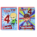 12pk Cards C50 Birthday Age 4 - Tiger Feet Ireland