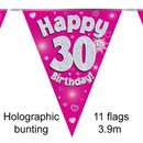 Party Bunting Happy 30th Birthday Pink - Tiger Feet Ireland
