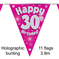 Party Bunting Happy 30th Birthday Pink - Tiger Feet Ireland