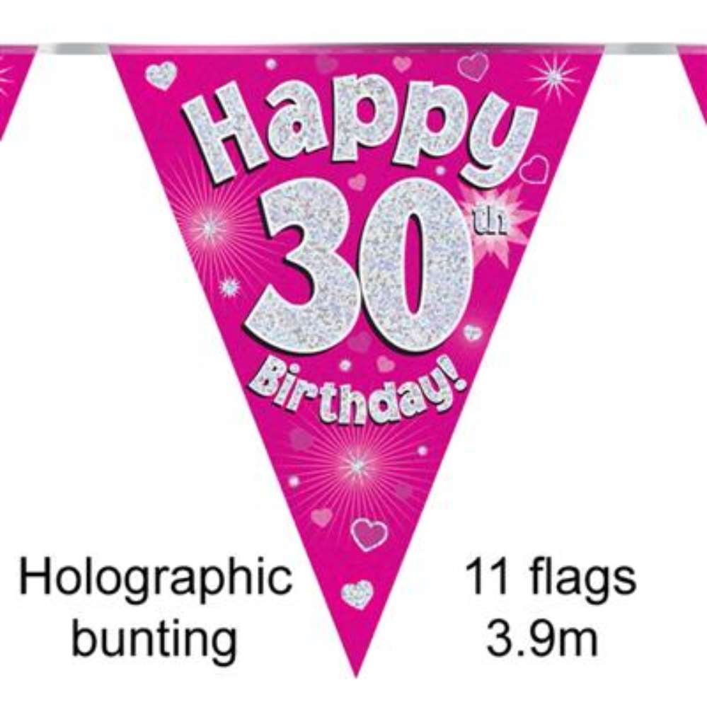 Party Bunting Happy 30th Birthday Pink - Tiger Feet Ireland