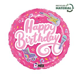Foil Blln 18in Rnd Totally Awesome Pink Birthday - Tiger Feet Ireland