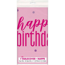 Plastic Tablecover 54x84" Glitz Pink Birthday - Tiger Feet Ireland