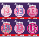 6pk Small Badges Birthday Age 13 - Tiger Feet Ireland