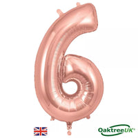 Foil Balloon 34" Big Number Rose Gold - Tiger Feet Ireland