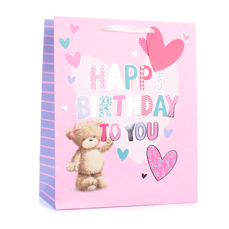 6pk Extra Large Portrait Gift Bags Bear With Text - Tiger Feet Ireland