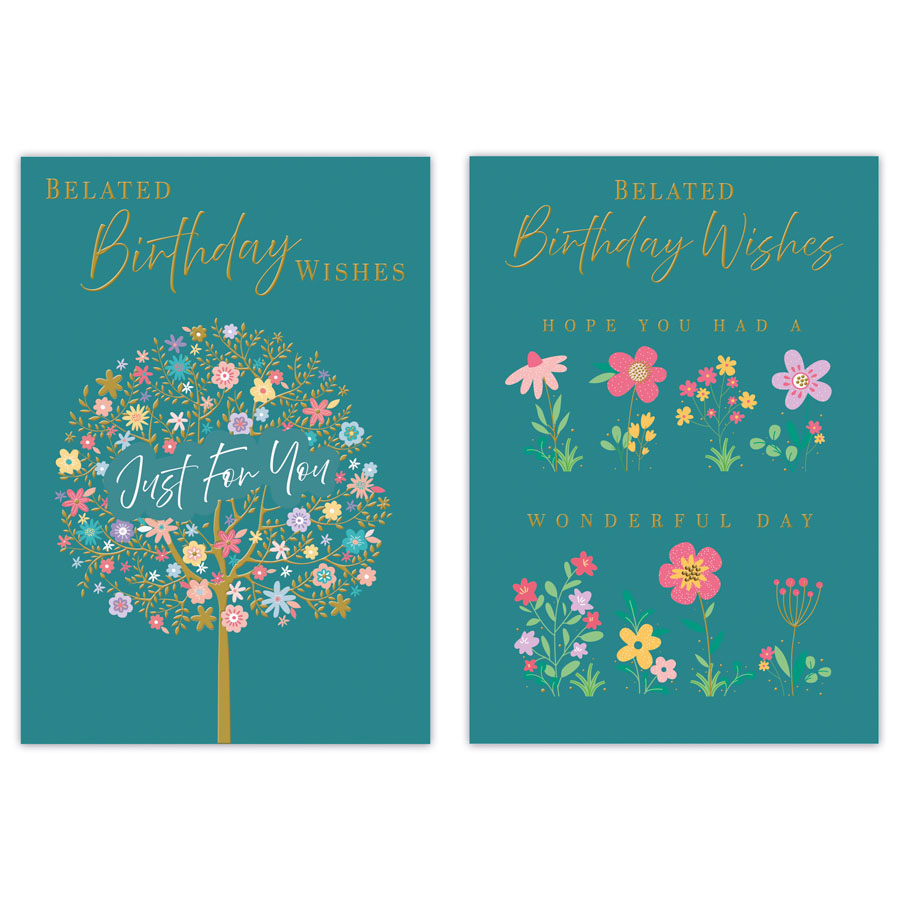 12pk Cards C50 Birthday Belated - Tiger Feet Ireland