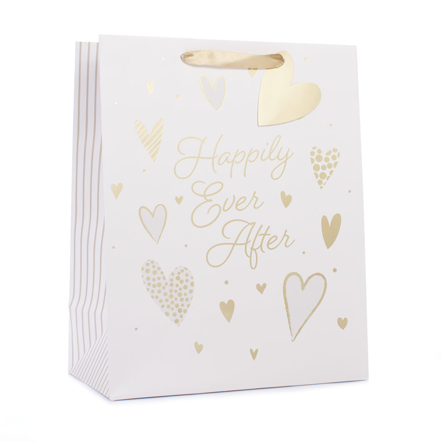 6pk Large Portrait Gift Bags Hearts & Text - Tiger Feet Ireland