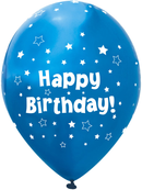 11in Latex Blln Stars Blue Happy Birthday - Tiger Feet Ireland