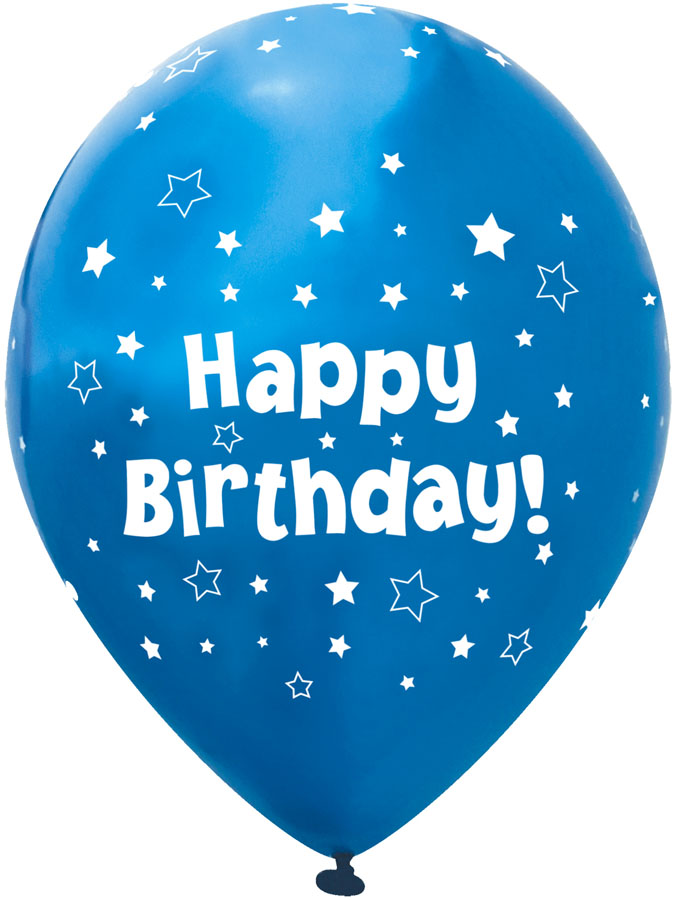 11in Latex Blln Stars Blue Happy Birthday - Tiger Feet Ireland