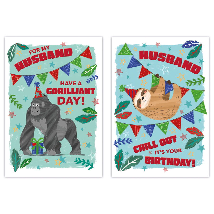 12pk Cards C50 Birthday Husband - Tiger Feet Ireland