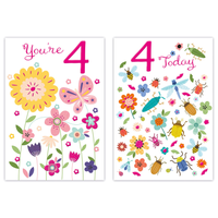 12pk Cards C50 Birthday Age 4 - Tiger Feet Ireland