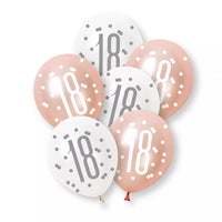 6ct Latex Balloon 12in Rose Gold Number 18 - Tiger Feet Ireland