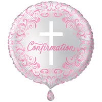 Foil Ballon 18" Holy Cross Confirmation Pink - Tiger Feet Ireland