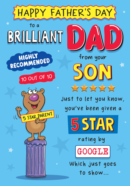 6pk Cards 9x6 5 Star Dad Dad From Son - Tiger Feet Ireland