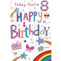 6pk Cards C50 Birthday Age 8 - Tiger Feet Ireland