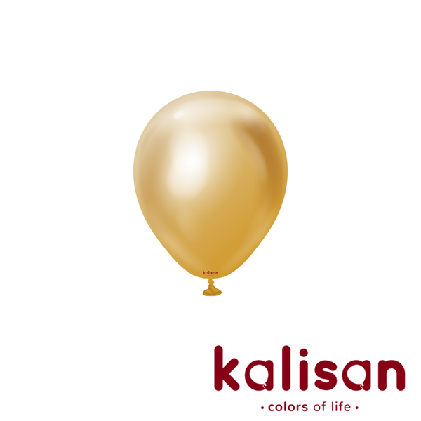 100ct Latex Balloon 5" Mirror Gold Kalisan - Tiger Feet Ireland
