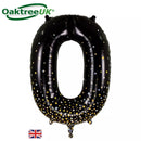 Foil Balloon 34" Big Number Holo. Black Gold - Tiger Feet Ireland
