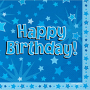 16ct Luncheon Napkins 3ply Blue Happy Birthday - Tiger Feet Ireland