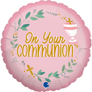 Foil Blln 18in Rnd On Your Communion Pink - Tiger Feet Ireland