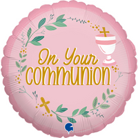 Foil Blln 18in Rnd On Your Communion Pink - Tiger Feet Ireland