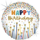 Foil Balloon 18" Round Birthday Star Candles - Tiger Feet Ireland