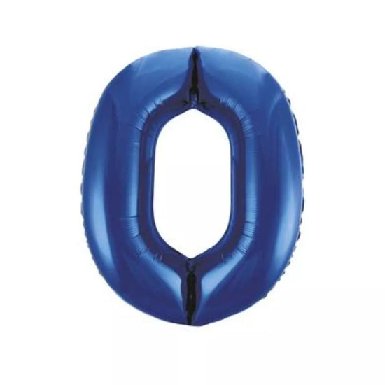 Unique Foil Balloon Blue Glitz 34" Number 0