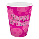 8ct Paper Cups 9oz Pink Happy Birthday - Tiger Feet Ireland