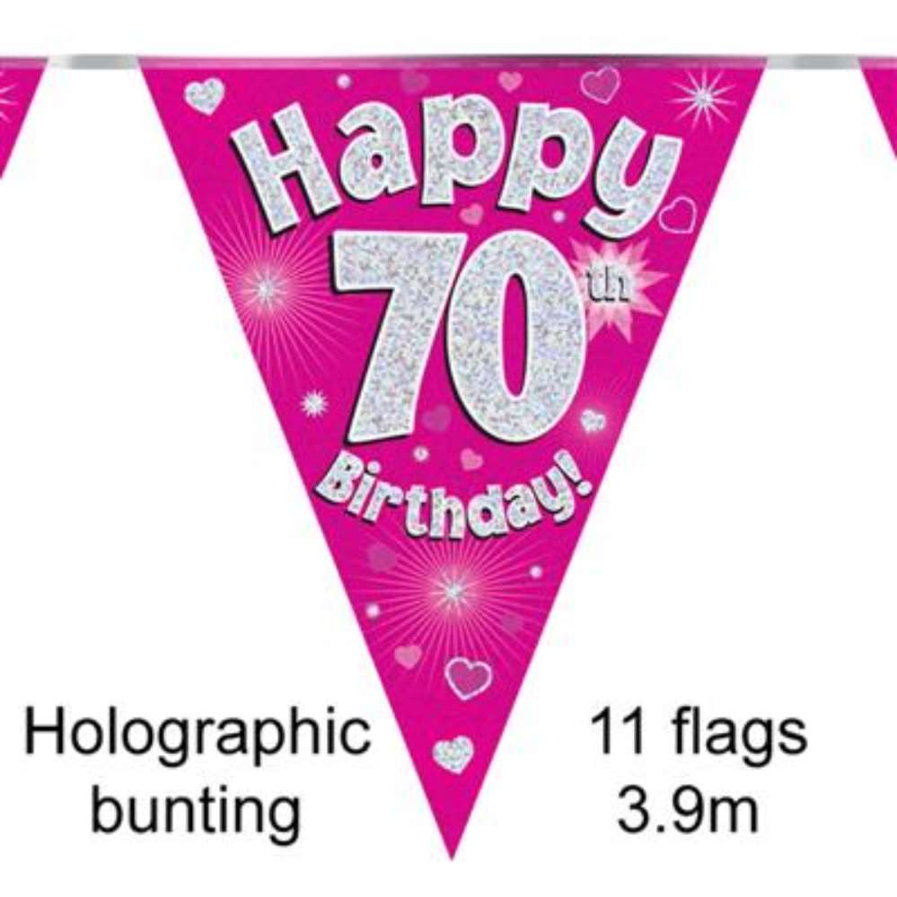 Party Bunting Happy 70th Birthday Pink - Tiger Feet Ireland