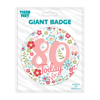 6pk Big Badges Birthday Age 80 - Tiger Feet Ireland