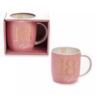 Age 18 Pink Mug With Foil Number - Tiger Feet Ireland