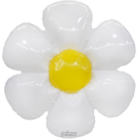 Foil Balloon 24" Shape Air-Filled White Daisy - Tiger Feet Ireland