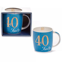 Age 40 Blue Mug With Foil Number - Tiger Feet Ireland