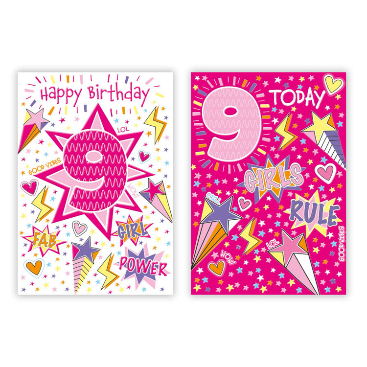 12pk Cards C50 Birthday Age 9 - Tiger Feet Ireland
