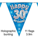 Party Bunting Happy 30th Bday Blue Holo 11 - Tiger Feet Ireland
