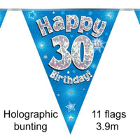 Party Bunting Happy 30th Bday Blue Holo 11 - Tiger Feet Ireland
