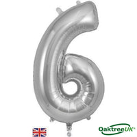Foil Balloon 34" Big Number Silver - Tiger Feet Ireland