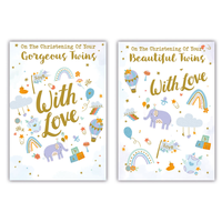 12pk Cards C50 Christening Twins - Tiger Feet Ireland