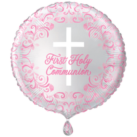 Foil Ballon 18" Holy Cross Communion Pink - Tiger Feet Ireland