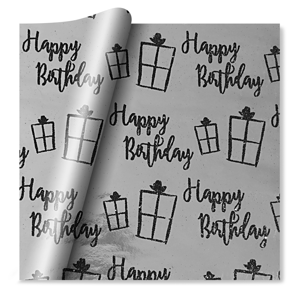24pk Flatwrap Presents & Text Silver & Black - Tiger Feet Ireland