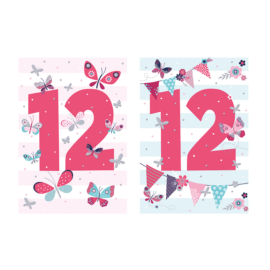 12pk Cards C50 Birthday Age 12 - Tiger Feet Ireland
