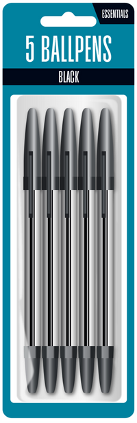5pk Ball Pen Black - Tiger Feet Ireland