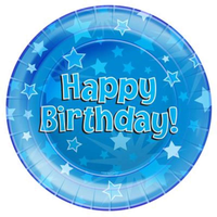 8ct Paper Plates 23cm Blue Happy Birthday - Tiger Feet Ireland