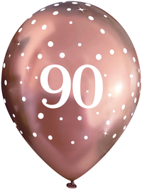 6ct Latex Balloon 11in Rose Gold 90th - Tiger Feet Ireland