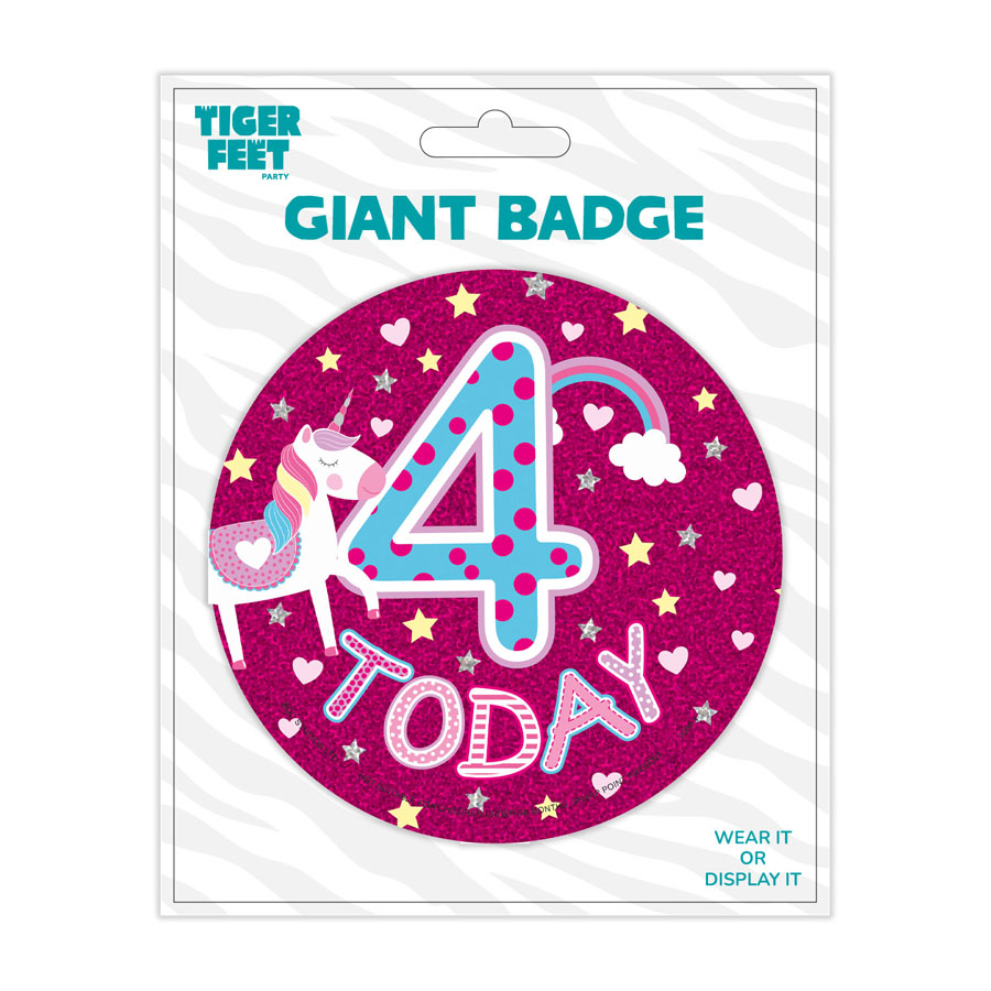 6pk Big Badges Birthday Age 4 - Tiger Feet Ireland
