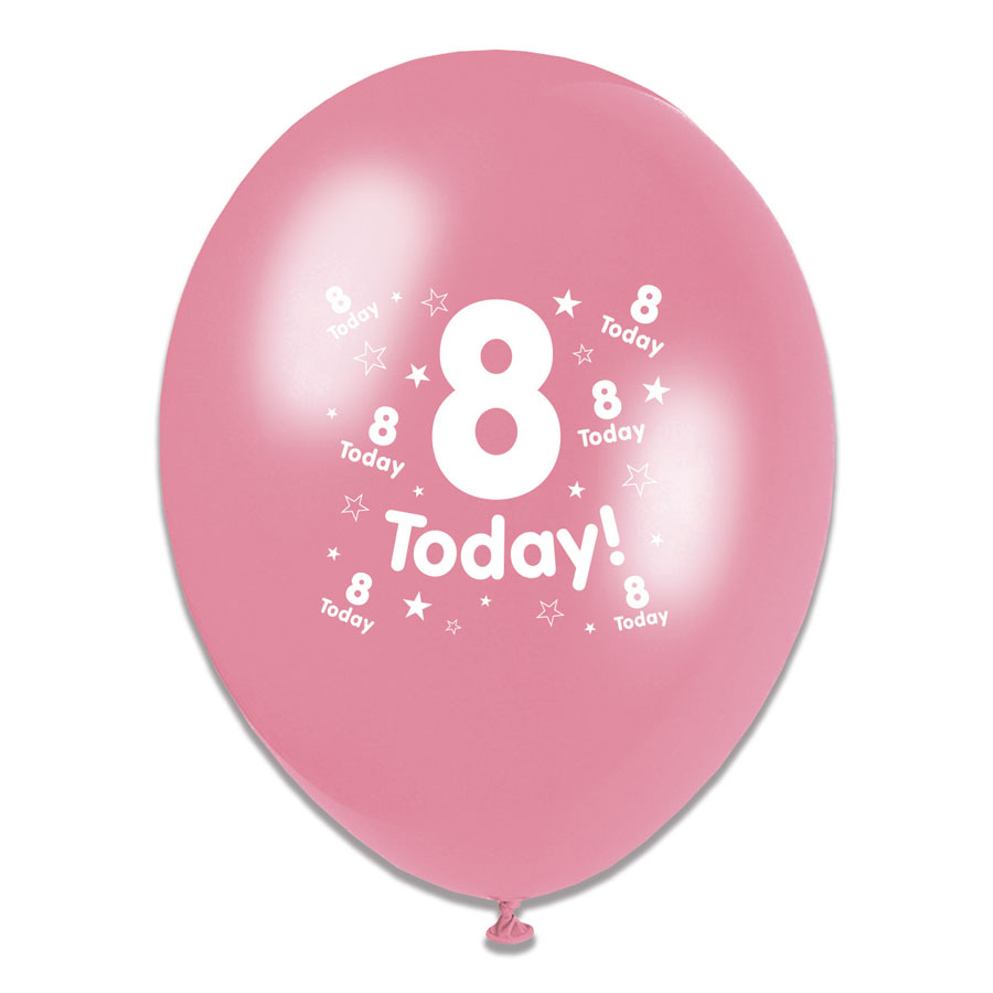 6 x 8pk Latex Balloons Birthday Age 8 - Tiger Feet Ireland